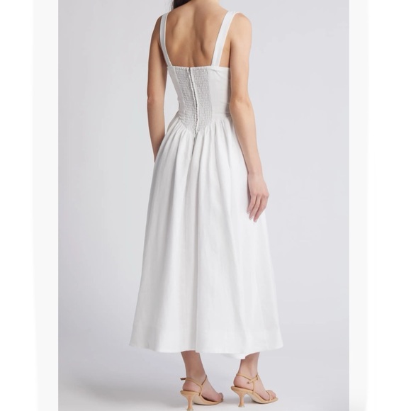 New Reformation Balia Linen Midi Dress White 4 - Picture 4 of 16